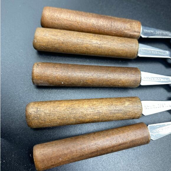 MCM Wood Handled Salad set, cheese Slicer/Server,5 cocktail‎ Forks Japan/Taiwan - Picture 10 of 10